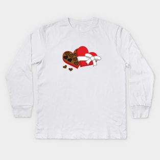 Heart Chocolate Gift Box - Valentine's Day Kids Long Sleeve T-Shirt